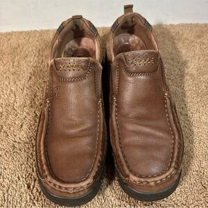 Camel Crown Loafers Mens 9.5 Dull Brown Leather Stitched Walking Comfort Shoes